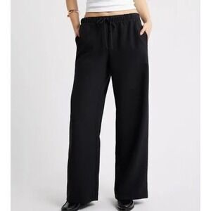 Open Edit Black Wide Leg Pleated Trousers High Waist Dress Pants Size 12